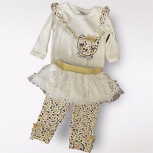 Purrfectly Cute Cat Onesie & Skirted Pant Set